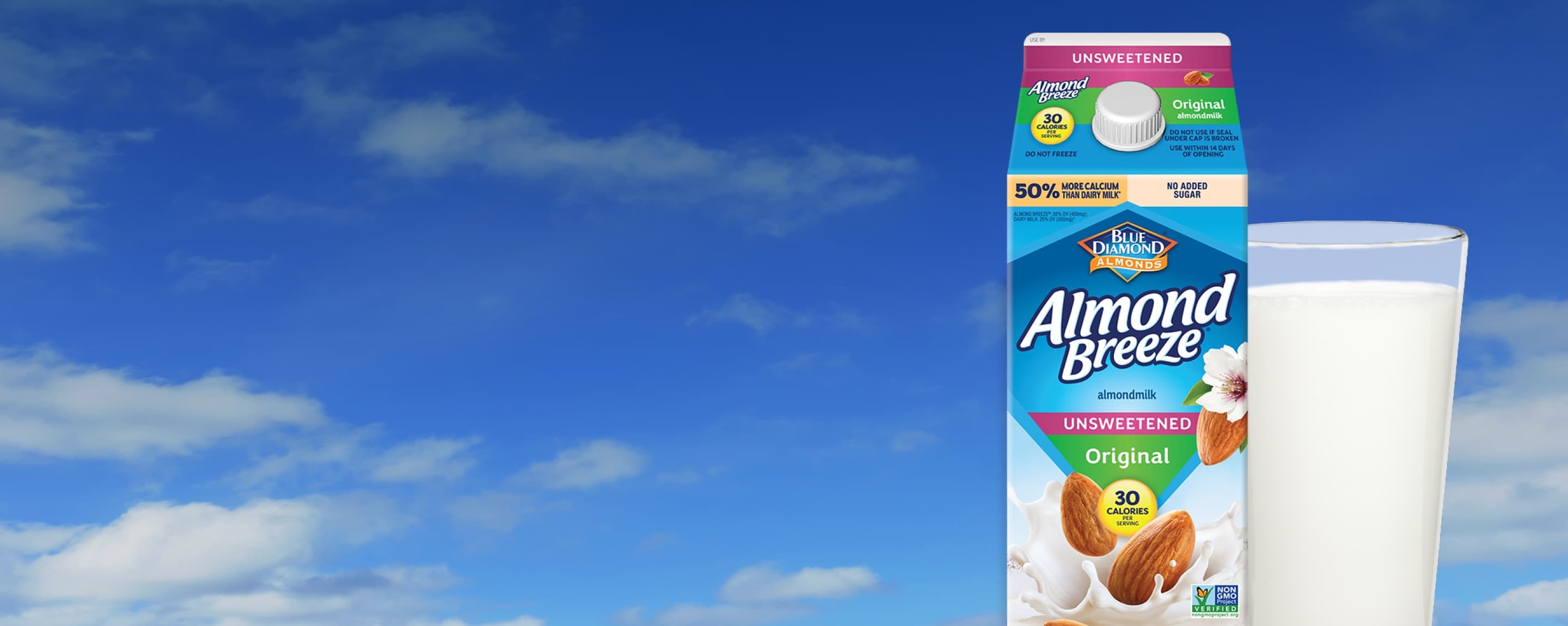 Almondbreeze carton with glass