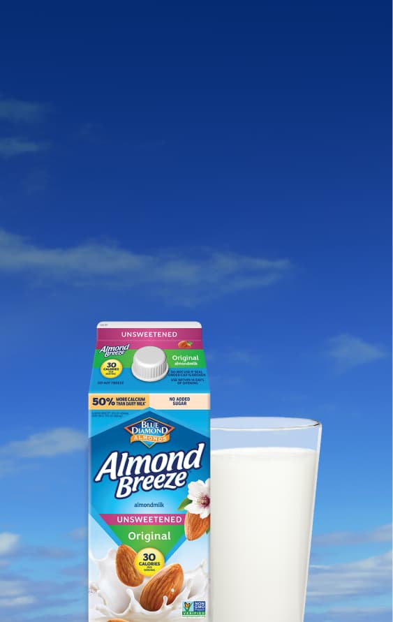 Almondbreeze carton with glass