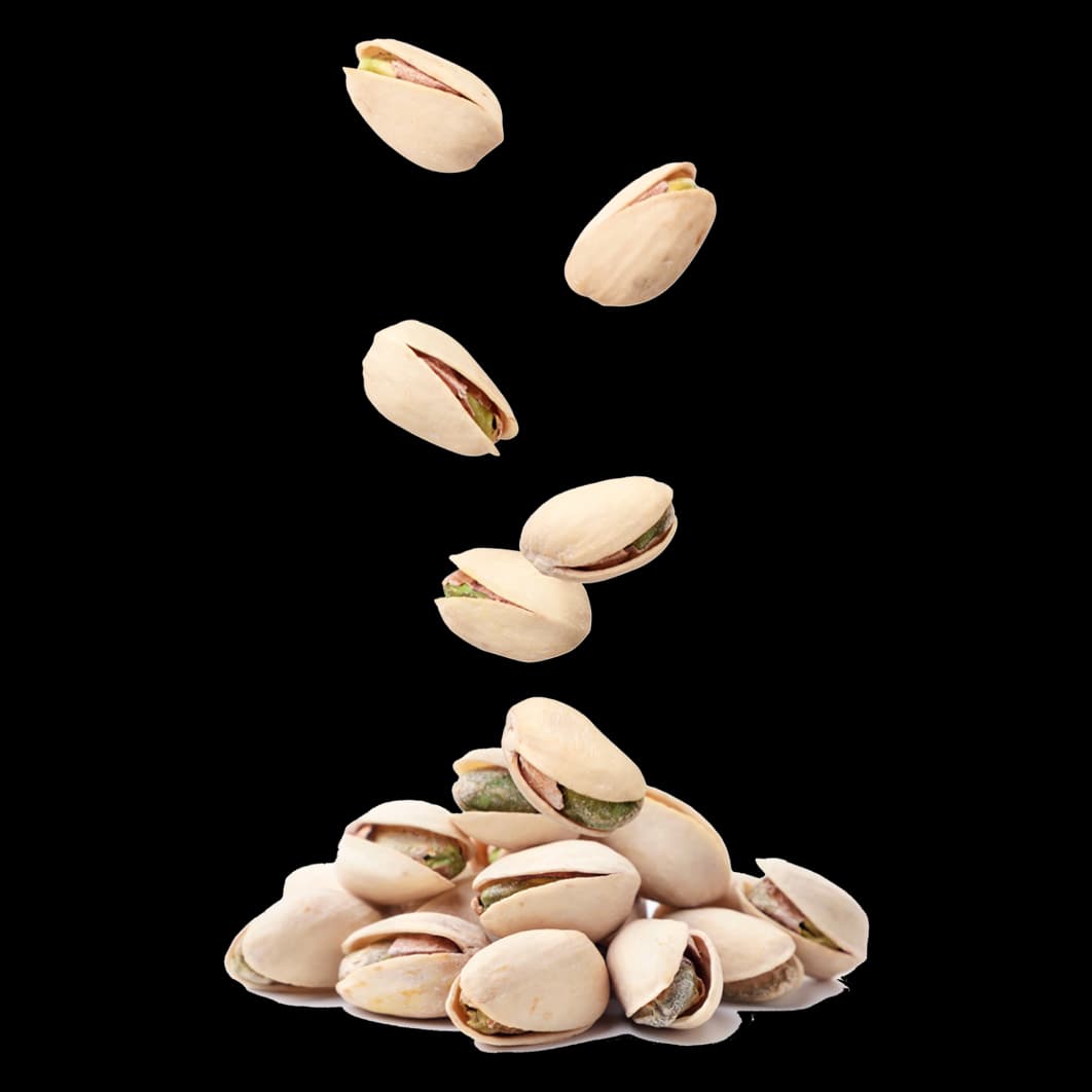 Falling pile of pistachios