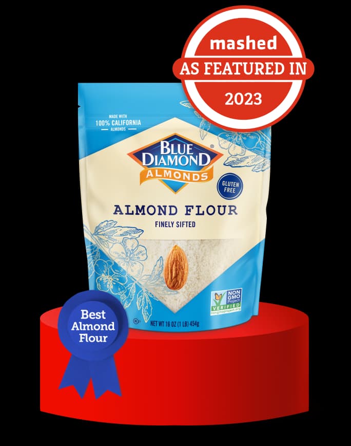 Award winning Almond Flour on a pedestal.