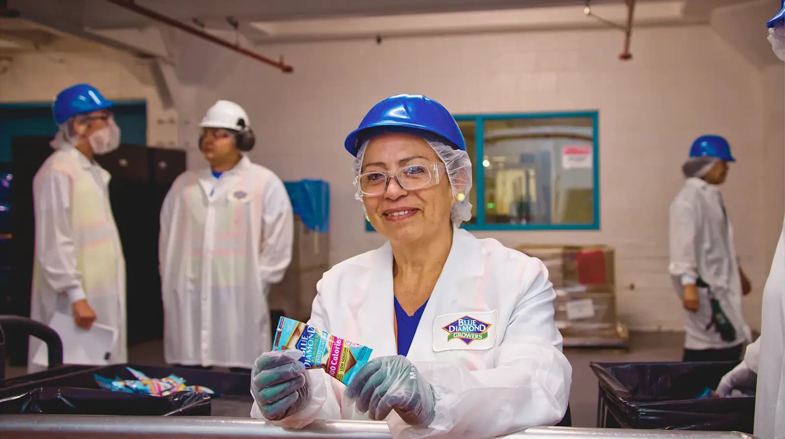 Woman in almond plant