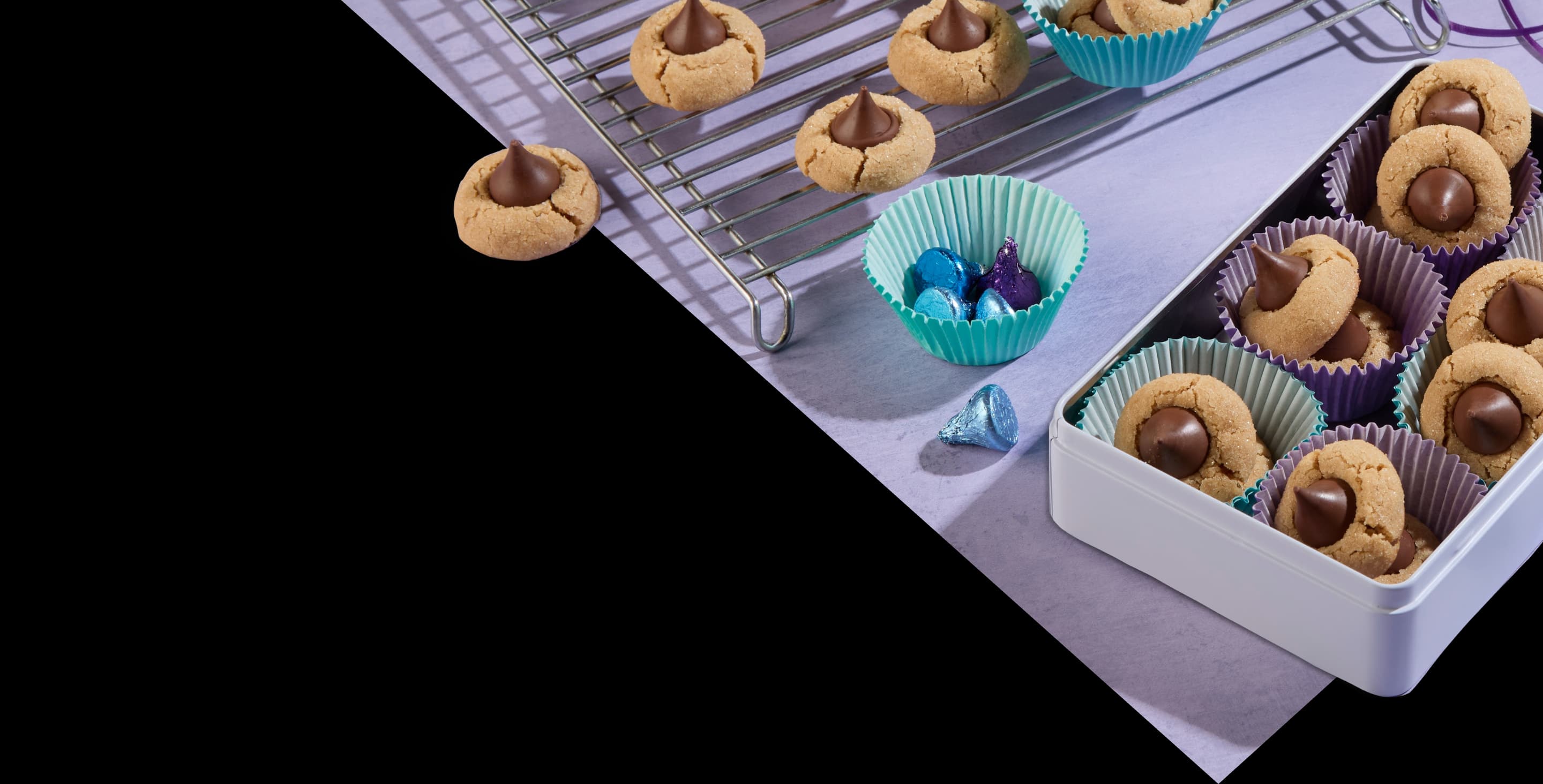 Almond cookies with a purple background